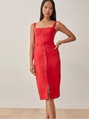 Reformation anina linen dress